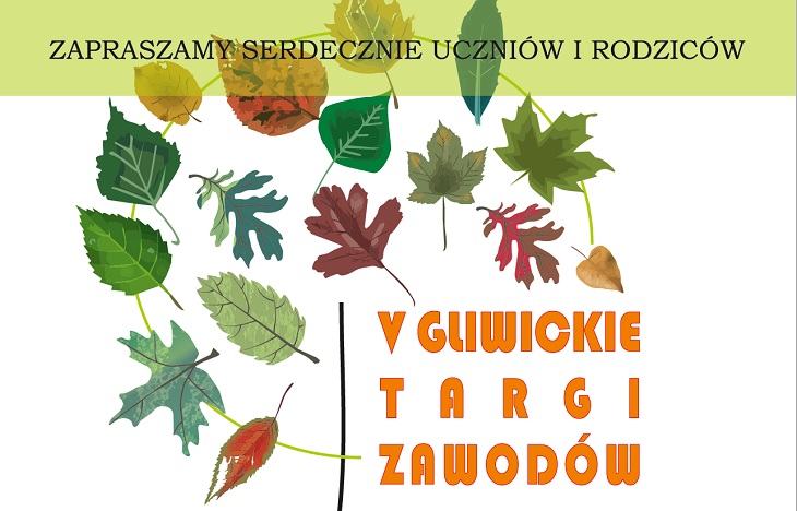 Plakat promujący zawody, brązowe liście na białym tle