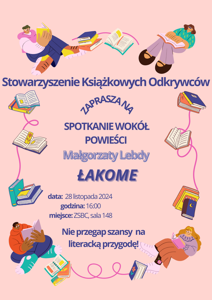 plakat zapraszający na spotkanie Stowarzyszenia Książkowych Odkrywców