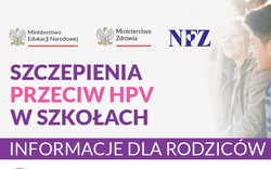 fragment ulotki informacyjnej z napisem szczepienia przeciwko hpv w szkołach