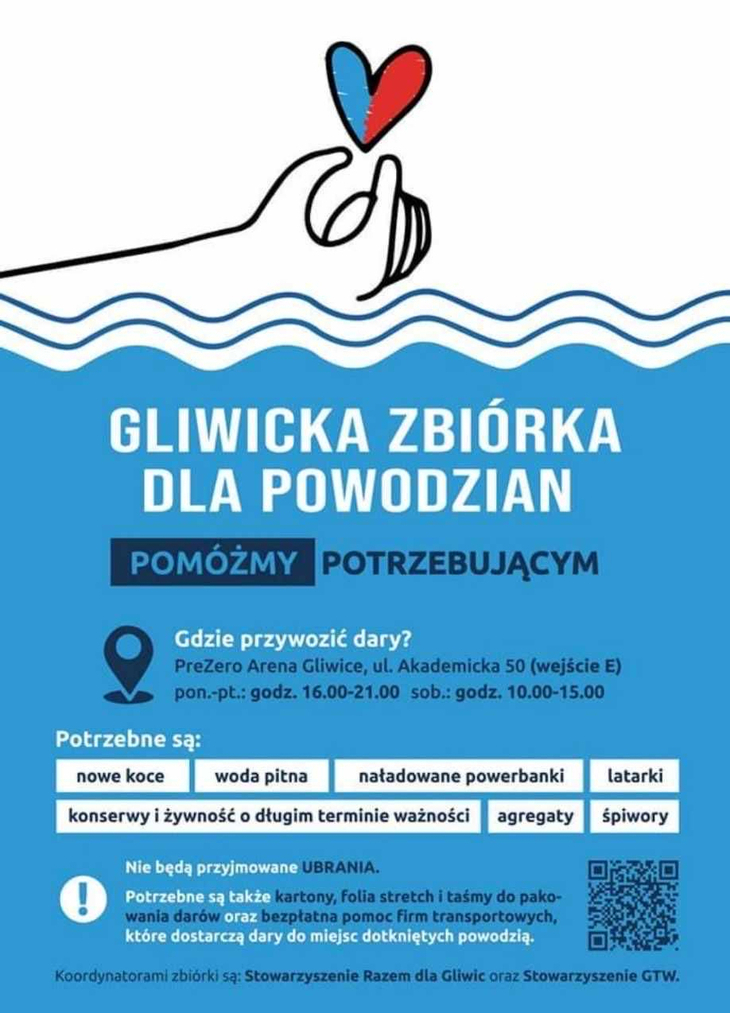 plakat Gliwickiej Zbiórki dla Powodzian