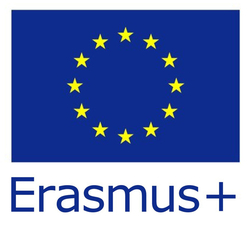Logo programu Erasmus+ przedstawia flagę Unii Europejskiej z charakterystycznym okręgiem dwunastu gwiazd na niebieskim tle oraz nazwę programu. Erasmus+ wspiera edukację, szkolenia, mobilność międzynarodową i rozwój kompetencji poprzez udział w projektach, wymianach oraz współpracy między szkołami i instytucjami w Europie.