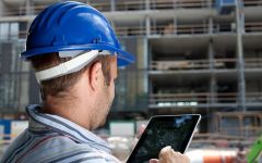 fachowiec trzyma tablet